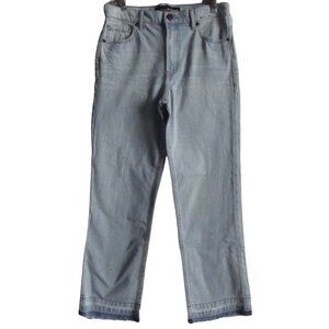 Express Jeans Size 18 x27" Straight Crop High Rise raw hem Whiskered light ankle